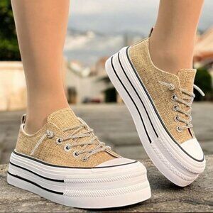 Mata Shoes Beige Platform Sneakers